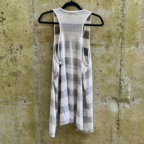 Eileen Fisher Linen Tank Top, Grey / White Stripes, Small - Picture 3 of 9